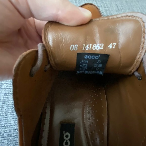 ✨SOLD✨ ECCO Shock Point Brown Lace-up Oxford Dress Shoes Men's Sz 47 EU/ 13- US - Picture 4 of 5